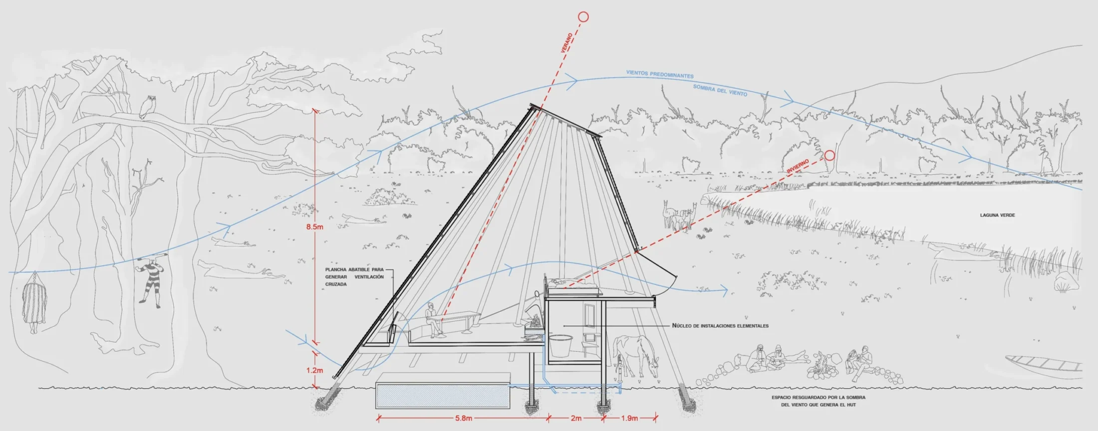 Drawing — Hain Hut, Dawson Island, Tierra del Fuego