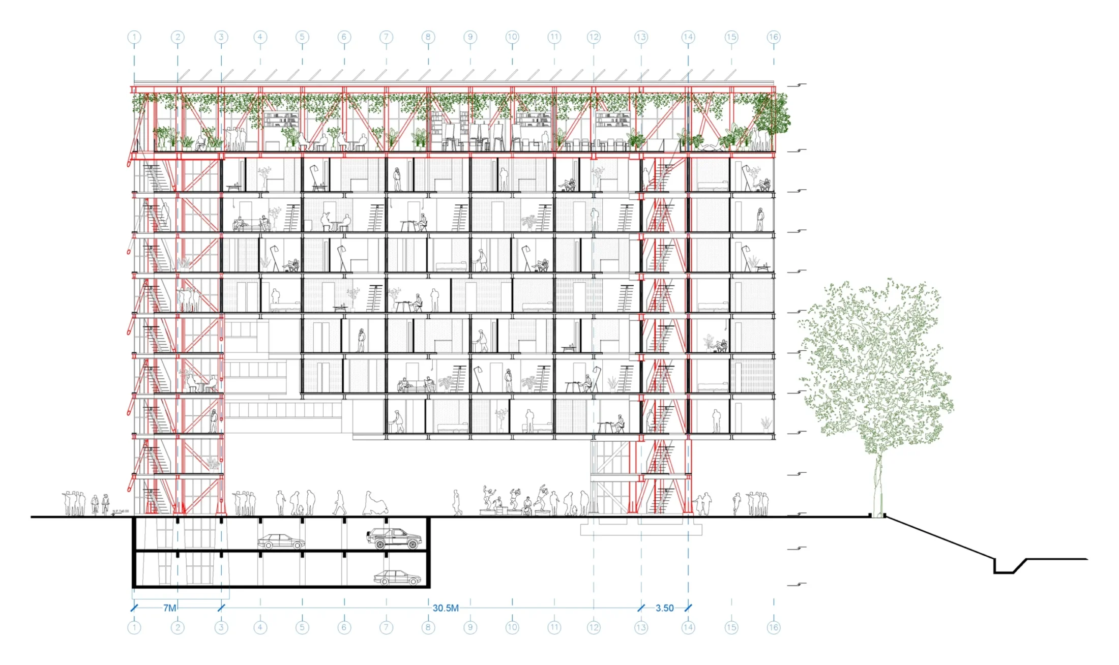 Drawing — Isabel Riquelme Neighborhood Unit, San Miguel, Santiago